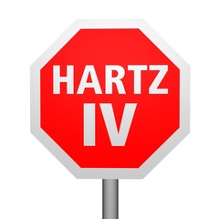 Stoppschild frontal Hartz 4 frontal weiss