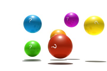 isolated spheres with question-mark symbol - 3d render