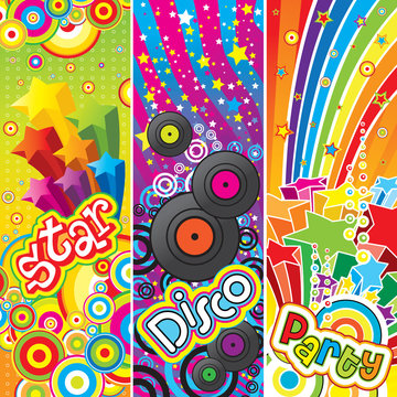 Three vector party banners