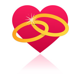 vector wedding rings and heart