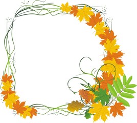 Bouquet of leaves. Abstract composition for frame. Vector