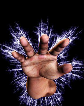 Concept image of a hand that is full of power an energy.