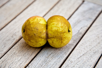 zwei Äpfel sind zusammengewachsen, Obst