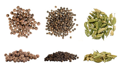 Allspice, black pepper and cardamom