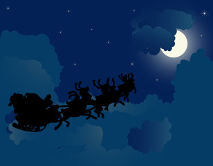 Christmas night background - vector illustration