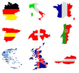 Fototapeta premium Mapflags Europa