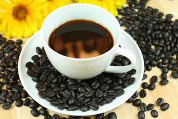 Black coffee with reflection