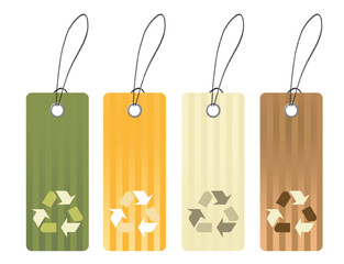 Color tag with recycling icon symbols