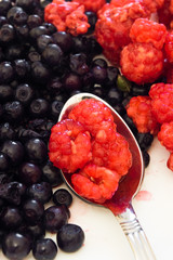 blueberries and raspberries
