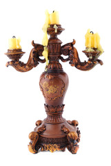 Fototapeta na wymiar Wooden carved candlestick