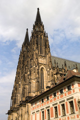 Fototapeta na wymiar St Vitus Gothic Cathedral Towers