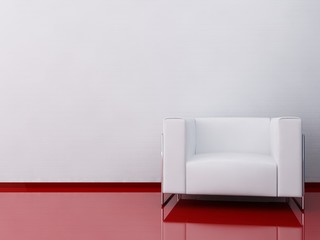 White armchair to face a blank wall