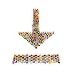 Cartoon Crowd, Pointing Arrow Front