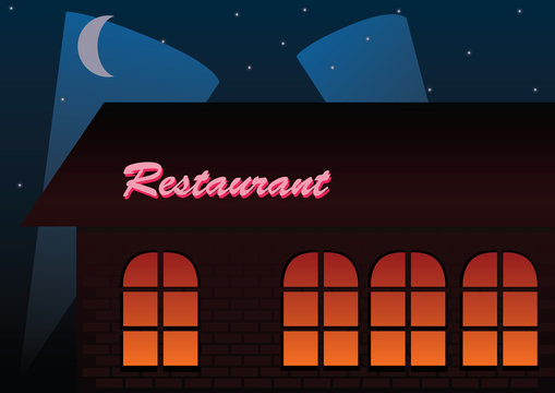 restaurant at night vector