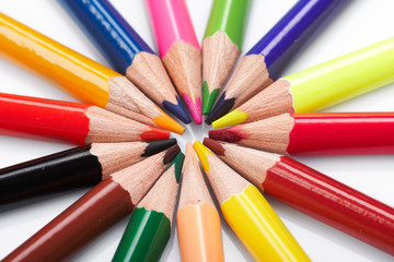 Color pencils  on white background