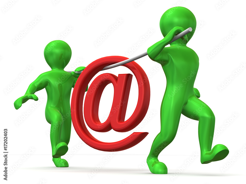Poster two men with symbol for mail