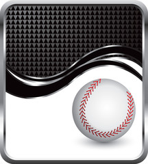 Baseball on checkered wave background