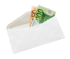 Euro banknotes in envelope