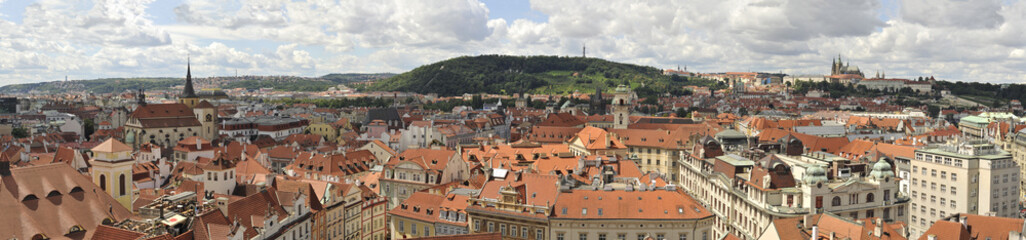 Fototapeta na wymiar Panorama of the Prague, Tile red Roofs