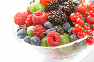 Fruit mix in the glass container