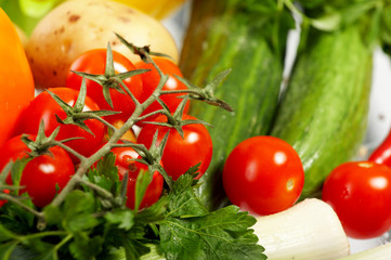 Fresh Vegetables. Fruits and other foodstuffs.