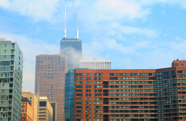Chicago's John Hancock Building looming behind others