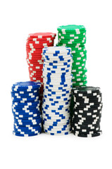 Casino chips isolated on the white