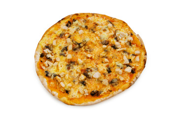 Round pizza isolated on the white background