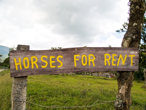 Horses for Rent Sign in Costa Rica