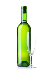 Bottle and glass isolated on the white