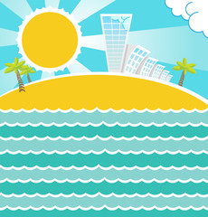 Summer sea landscape. Vector.