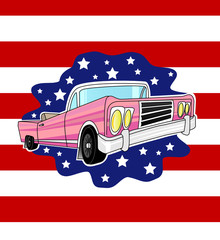 Old American Car. Vector.