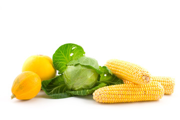 Cabbage, pumpkins and corns