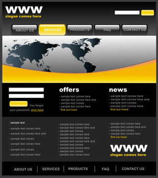 Modern black and yellow  web2 website template