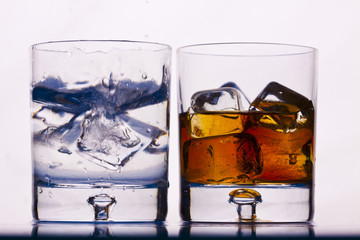 White and colored drinks