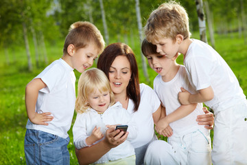 Fototapeta premium Children with mum