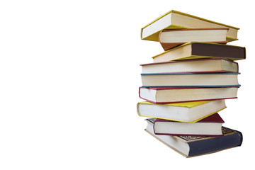 stack of vintage books, isolated on white background,