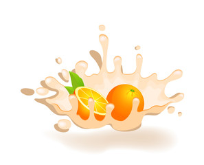 yoghurt with fresh orange on a background for design
