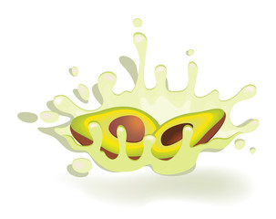 yoghurt with fresh avocado on a background for design