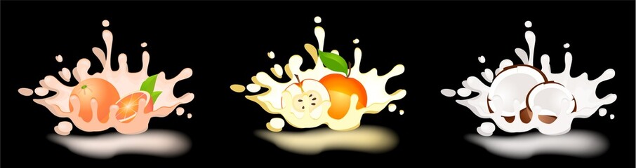 yoghurt with fresh fruit on a background for design