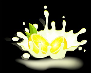 yoghurt with fresh lemon on a background for design