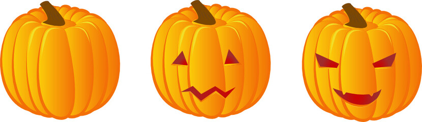 Vector set of three halloween pumpkins
