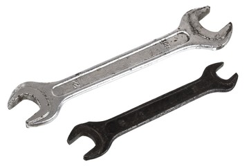 Two spanners isolated on a white background