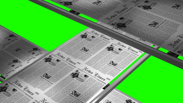 Newspaper press - seamless loop, 6 sec. with green screen