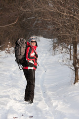 Hiker on the snow