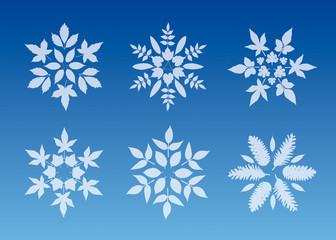 Fototapeta na wymiar Green snowflakes icon set
