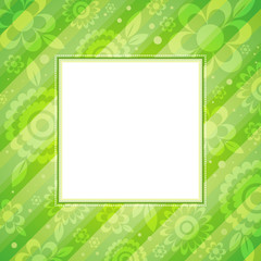 square frame with flowers on green background