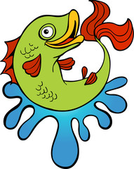Cartoon Fish Water Splash