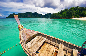 Boat in the tropical sea. Phi Phi island. Thailand