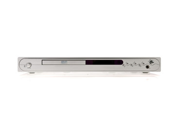 Silver DVD player isolated on white background